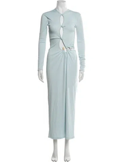 Pre-owned Christopher Esber V-neck Long Dress In Blue