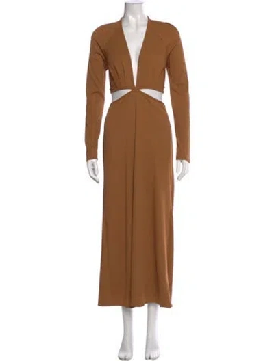 Pre-owned Christopher Esber V-neck Long Dress In Brown