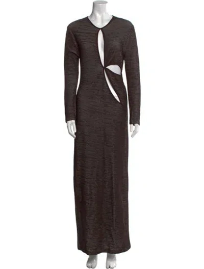 Pre-owned Christopher Esber V-neck Long Dress In Brown