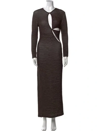 Pre-owned Christopher Esber V-neck Long Dress In Brown
