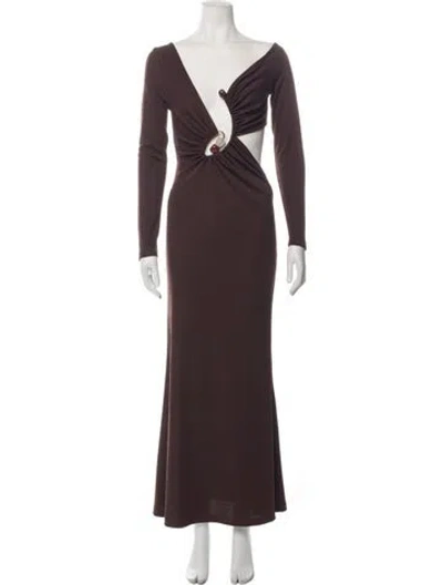 Pre-owned Christopher Esber V-neck Long Dress In Brown