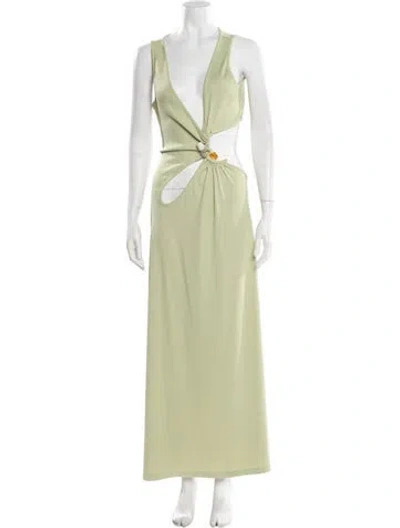 Pre-owned Christopher Esber V-neck Long Dress In Green