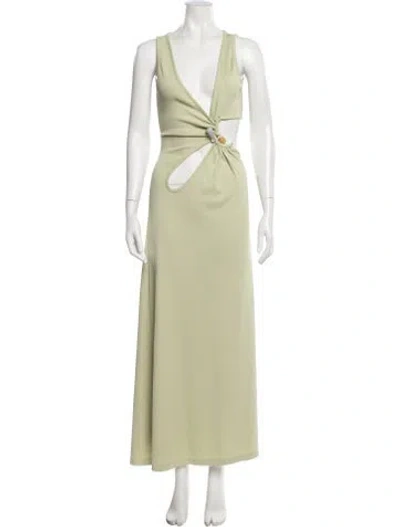 Pre-owned Christopher Esber V-neck Long Dress In Green