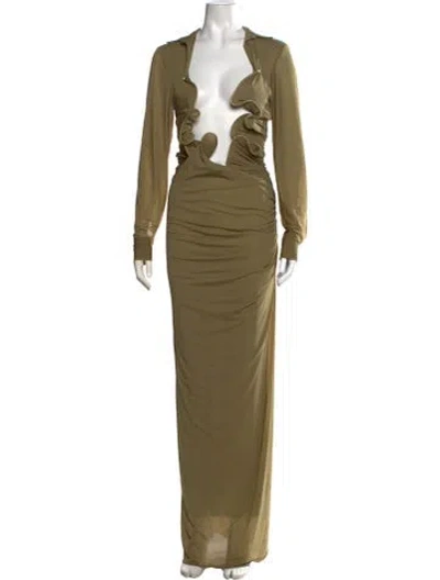 Pre-owned Christopher Esber V-neck Long Dress In Green