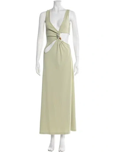 Pre-owned Christopher Esber V-neck Long Dress In Green
