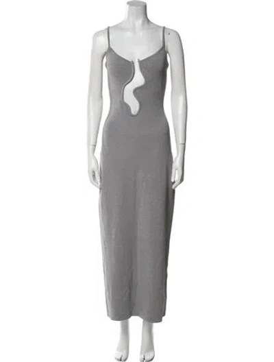 Pre-owned Christopher Esber V-neck Long Dress In Grey