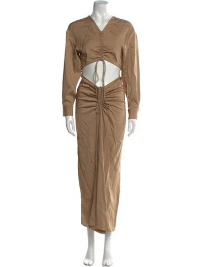 Pre-owned Christopher Esber V-neck Long Dress In Neutral