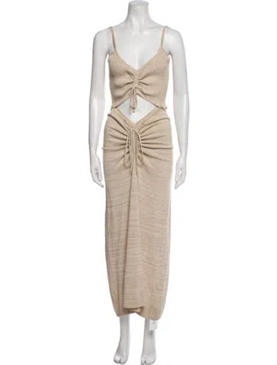 Pre-owned Christopher Esber V-neck Long Dress In Neutral