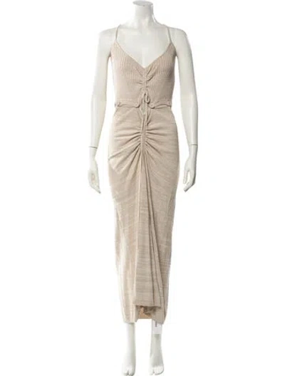 Pre-owned Christopher Esber V-neck Long Dress In Neutral