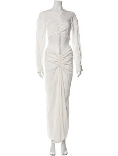 Pre-owned Christopher Esber V-neck Long Dress In Neutral
