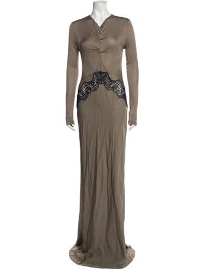 Pre-owned Christopher Esber V-neck Long Dress In Neutrals