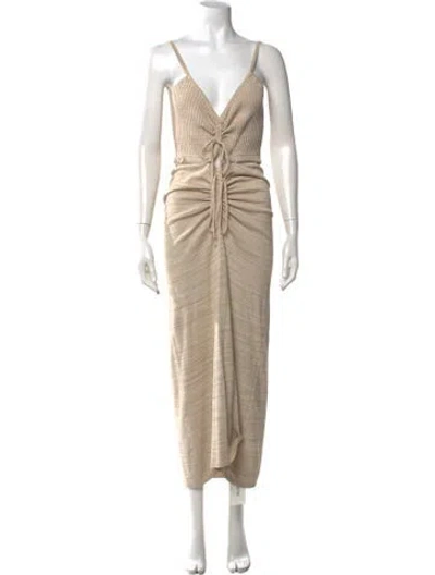 Pre-owned Christopher Esber V-neck Long Dress In Neutrals