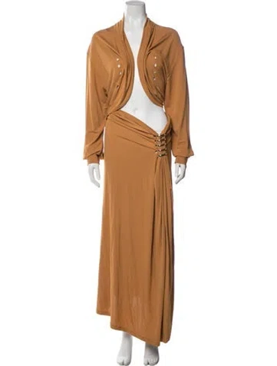 Pre-owned Christopher Esber V-neck Long Dress In Orange