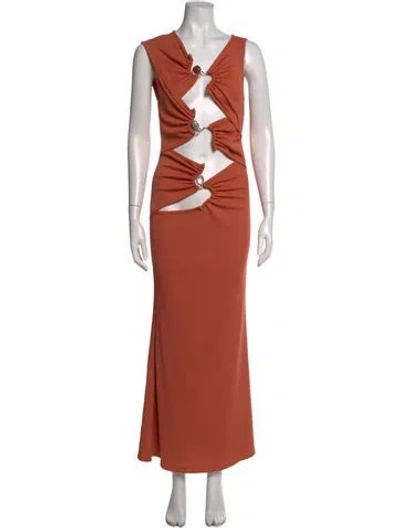 Pre-owned Christopher Esber V-neck Long Dress In Orange