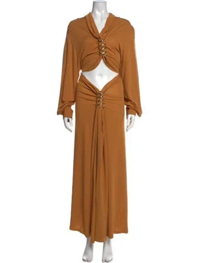 Pre-owned Christopher Esber V-neck Long Dress In Orange