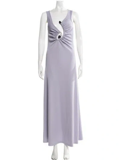 Pre-owned Christopher Esber V-neck Long Dress In Purple