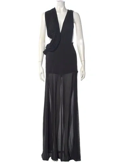 Pre-owned Christopher Esber V-neck Long Dress W/ Tags In Black
