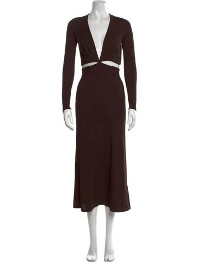 Pre-owned Christopher Esber V-neck Long Dress W/ Tags In Brown