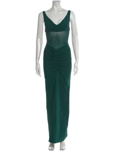 Pre-owned Christopher Esber V-neck Long Dress W/ Tags In Green