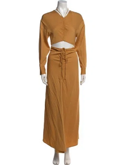 Pre-owned Christopher Esber V-neck Long Dress W/ Tags In Orange