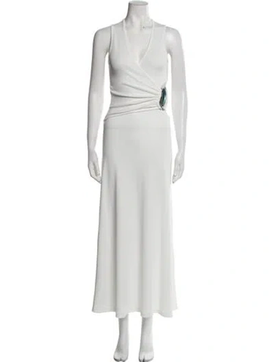 Pre-owned Christopher Esber V-neck Long Dress W/ Tags In White