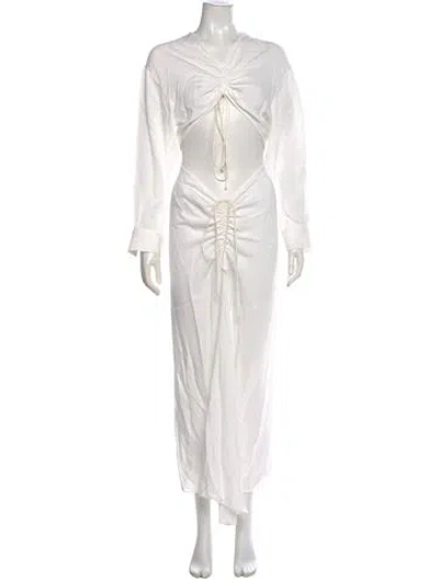 Pre-owned Christopher Esber V-neck Long Dress In White