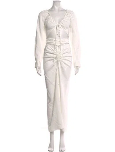 Pre-owned Christopher Esber V-neck Long Dress In White