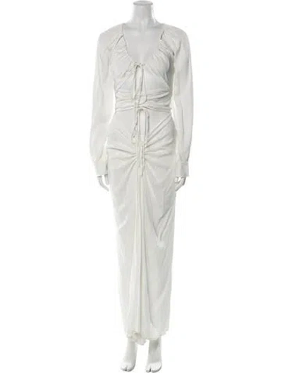 Pre-owned Christopher Esber V-neck Long Dress In White