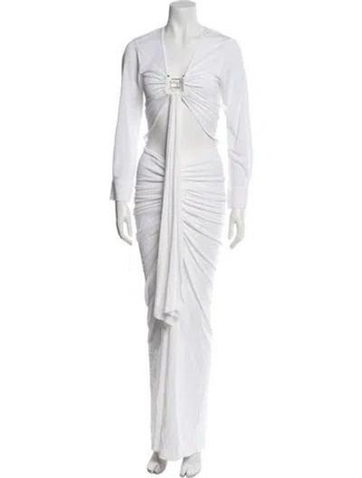 Pre-owned Christopher Esber V-neck Long Dress In White
