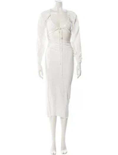 Pre-owned Christopher Esber V-neck Long Dress In White
