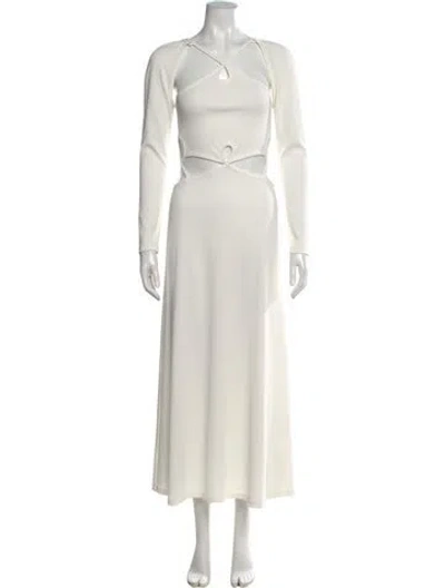 Pre-owned Christopher Esber V-neck Long Dress In White
