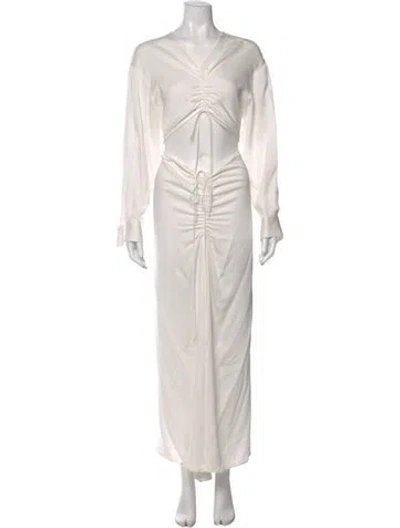 Pre-owned Christopher Esber V-neck Long Dress In White