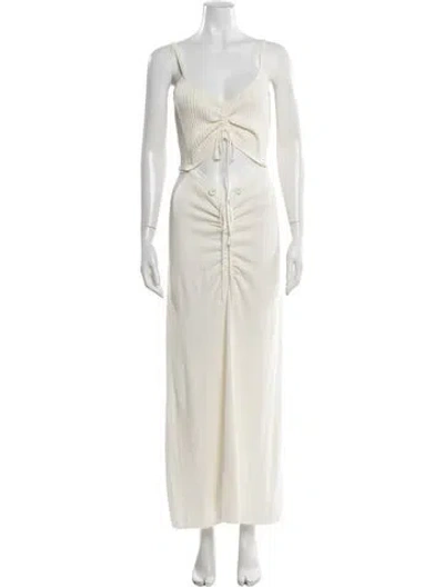 Pre-owned Christopher Esber V-neck Long Dress In White