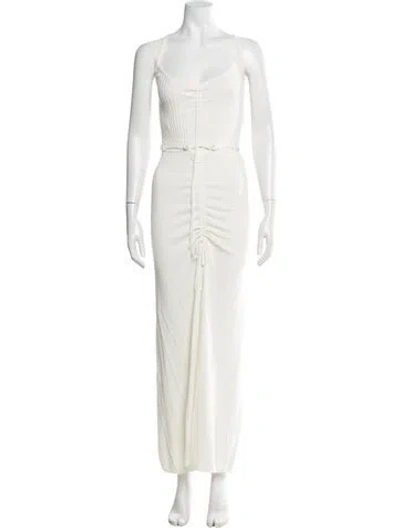 Pre-owned Christopher Esber V-neck Long Dress In White