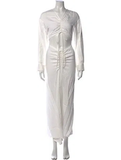 Pre-owned Christopher Esber V-neck Long Dress In White