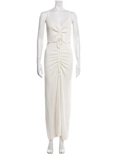 Pre-owned Christopher Esber V-neck Long Dress In White