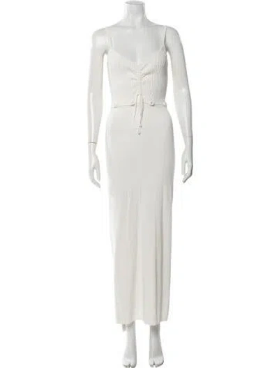 Pre-owned Christopher Esber V-neck Long Dress In White