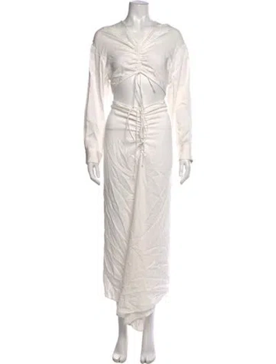 Pre-owned Christopher Esber V-neck Long Dress In White