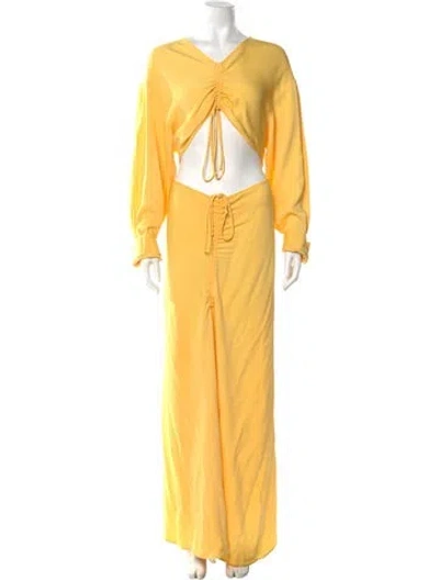 Pre-owned Christopher Esber V-neck Long Dress In Yellow