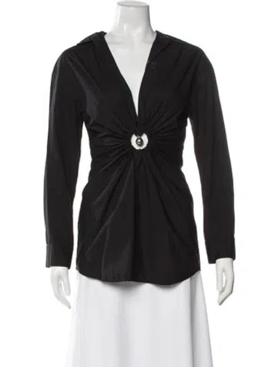 Pre-owned Christopher Esber V-neck Long Sleeve Blouse In Gray