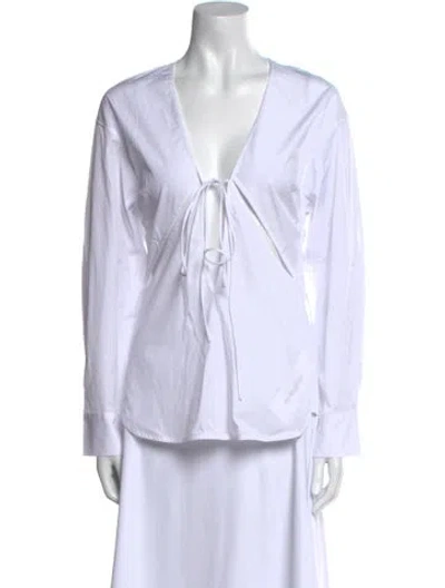 Pre-owned Christopher Esber V-neck Long Sleeve Blouse W/ Tags In White