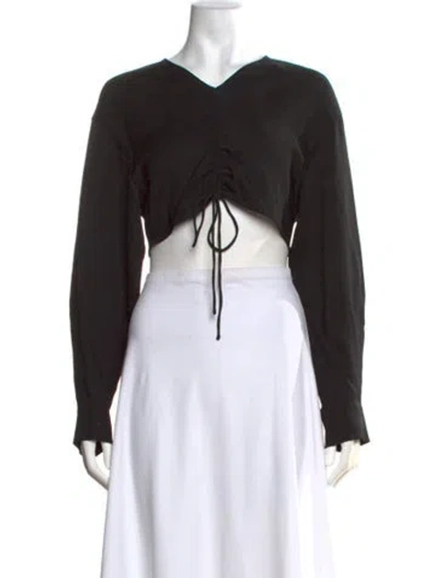 Pre-owned Christopher Esber V-neck Long Sleeve Crop Top In Black