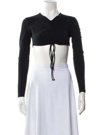 Pre-owned Christopher Esber V-neck Long Sleeve Crop Top In Black