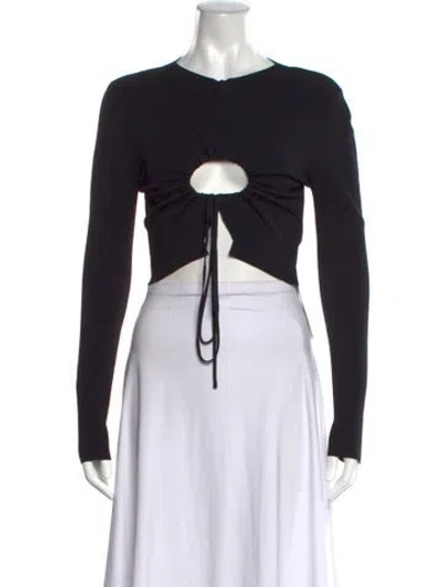 Pre-owned Christopher Esber V-neck Long Sleeve Crop Top In Black