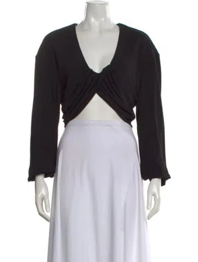 Pre-owned Christopher Esber V-neck Long Sleeve Crop Top In Blue