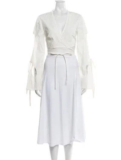 Pre-owned Christopher Esber V-neck Long Sleeve Crop Top In Neutrals