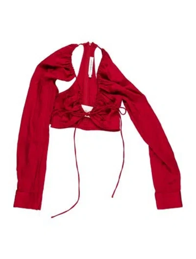 Pre-owned Christopher Esber V-neck Long Sleeve Crop Top In Red