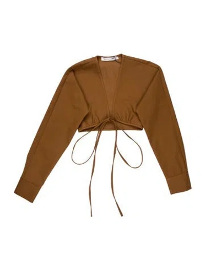 Pre-owned Christopher Esber V-neck Long Sleeve Crop Top W/ Tags In Brown