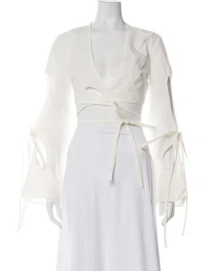 Pre-owned Christopher Esber V-neck Long Sleeve Crop Top W/ Tags In Neutral