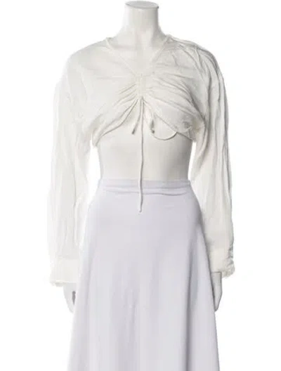 Pre-owned Christopher Esber V-neck Long Sleeve Crop Top In White